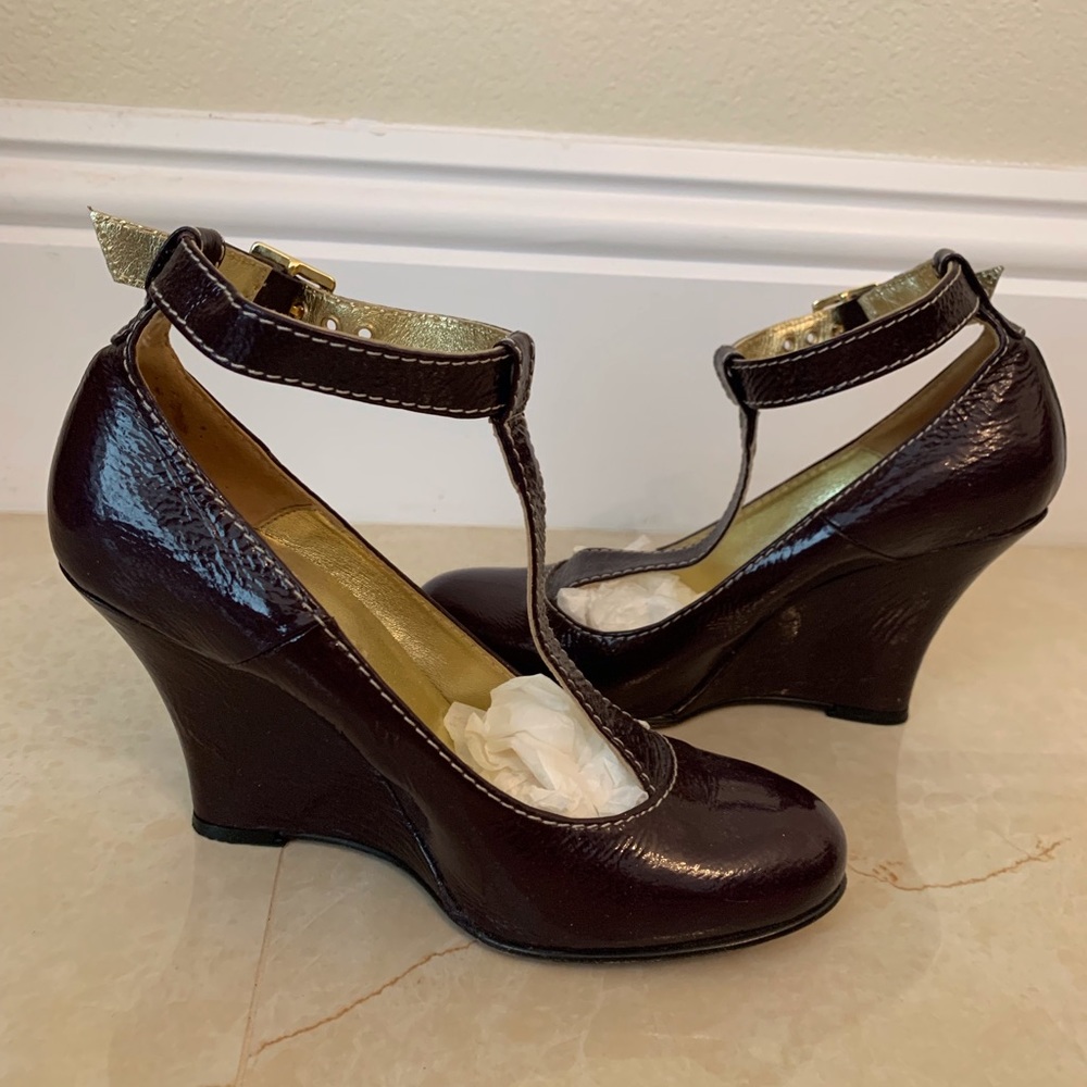 Goldenbleu T-Strap Jessica Wedge Heels